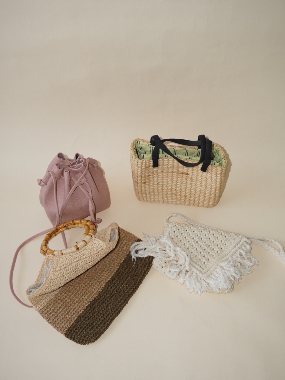 Lot of Random Bags -Bucket Bag, Wicker, Crochet, Vintage